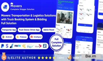Movers v1.3 - Online Load, Truck Booking & Lorry, Bid, Cargo, Logistics Transport Services Full Solution