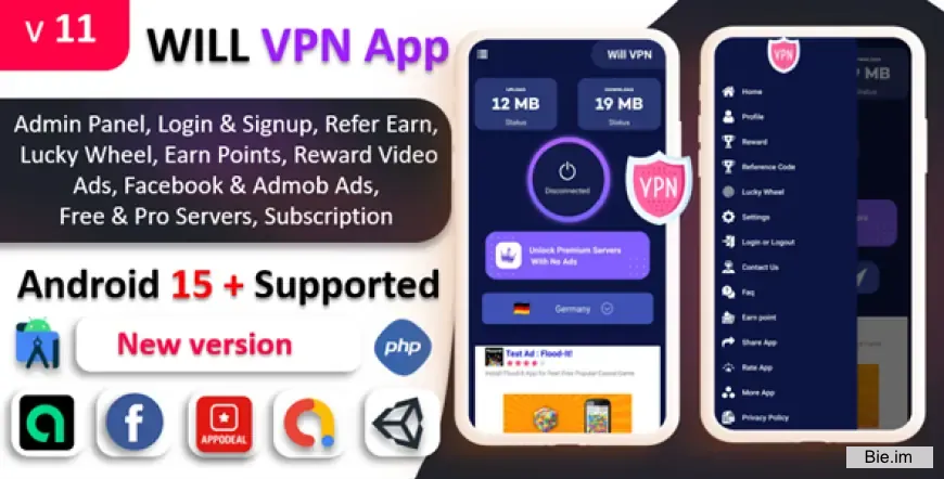 WILL VPN App v11.0 - VPN App With Admin Panel - Secure VPN & Fast VPN