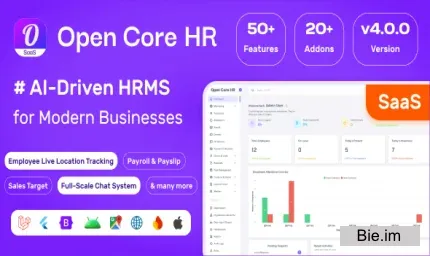 Open Core HR v4.2.1 - Complete SaaS HRMS Platform - AI, GPS Tracking, Attendance & Chat