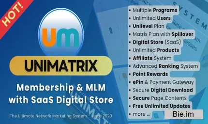 UniMatrix v5.9.2 - Membership and MLM Script with SaaS Digital Store