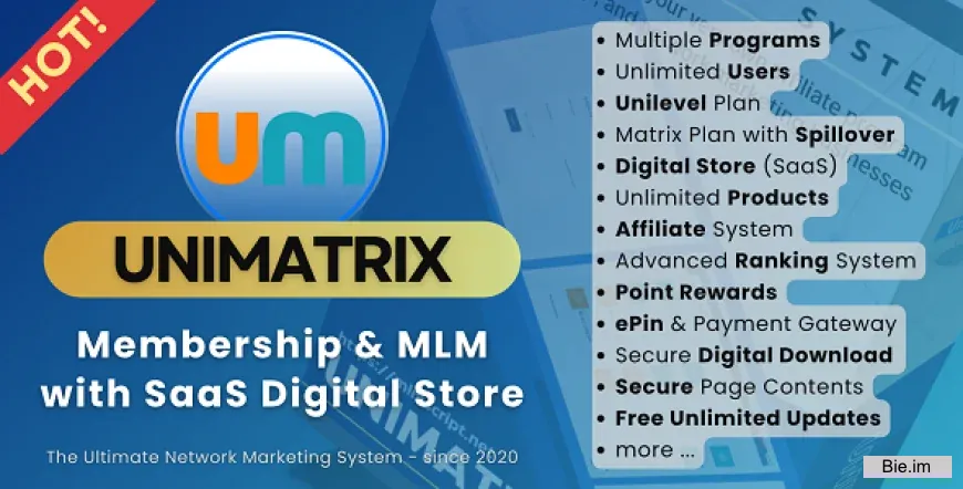 UniMatrix v5.9.2 - Membership and MLM Script with SaaS Digital Store