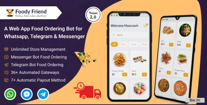 Foody Friend v3.0 - Restaurant Food Ordering Bot for WhatsApp, Telegram, Messenger (SAAS Based)
