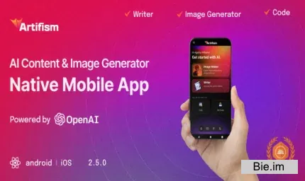 Artifism - AI Content, Image, Voiceover & Code Generator Mobile App v1.0