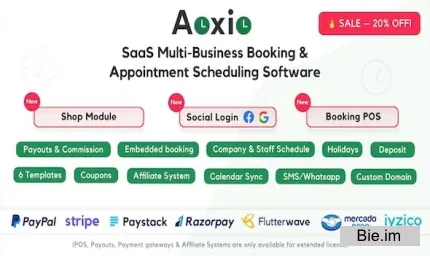 Aoxio v2.8 - SaaS Multi-Business Booking & Appointment Scheduling Software nulled