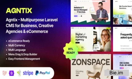Agntix v1.1.0 - Multipurpose Laravel CMS for Business, Portfolio, Creative Agencies & eCommerce