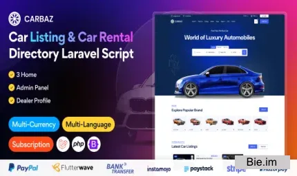 Carbaz v3.0.0 - Car listing & Car Rental Directory Laravel Script