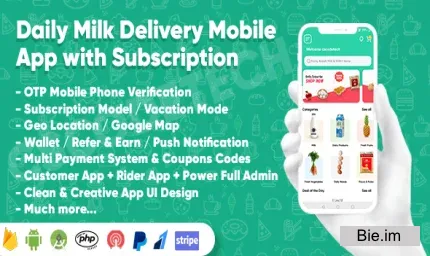 Dairy Products, Grocery, Daily Milk Delivery Mobile App with Subscription v1.7