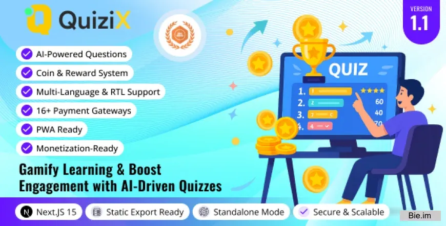 QuiziX v1.1 - AI Quiz & Trivia Game - Laravel + Next.js Gamified Quiz Platform