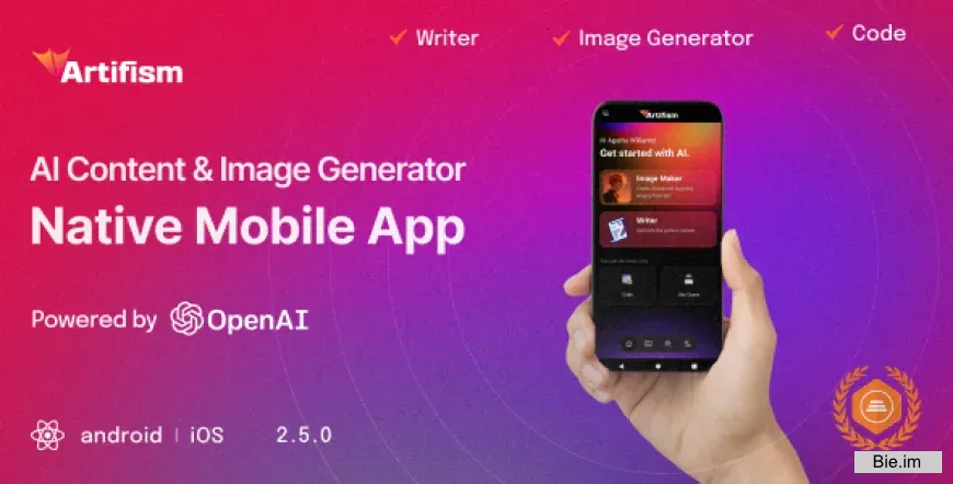 Artifism - AI Content, Image, Voiceover & Code Generator Mobile App v1.0