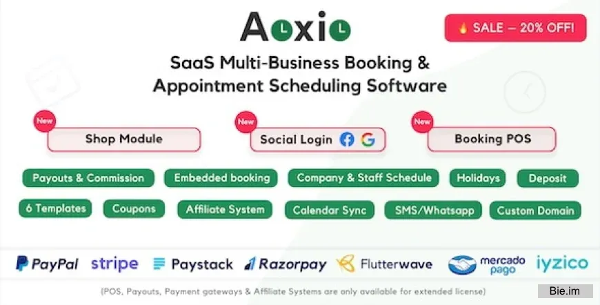 Aoxio v2.8 - SaaS Multi-Business Booking & Appointment Scheduling Software nulled