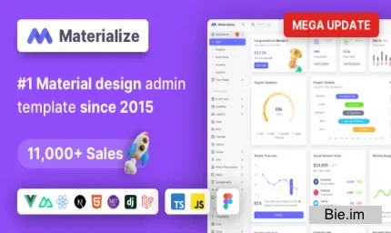 Materialize v13.10.0 - Next.js, Vuejs, Nuxt, HTML, Laravel, Django, Asp.Net Material Design Admin Template