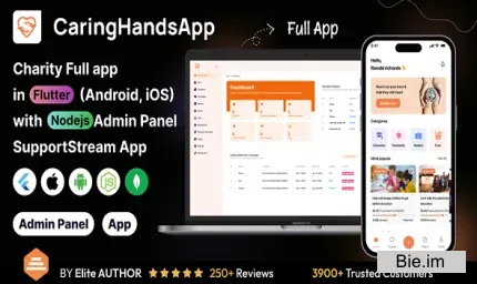 CaringHandsApp - Charity Full App in Flutter with Node,js Backend - SupportStream App