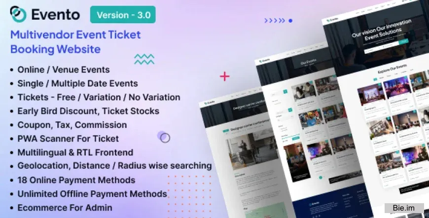Evento v3.0 - Multivendor Event Ticket Booking Website nulled
