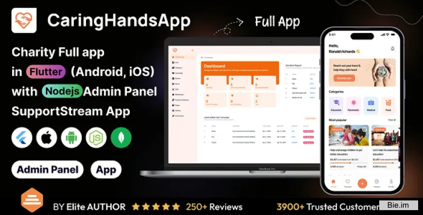 CaringHandsApp - Charity Full App in Flutter with Node,js Backend - SupportStream App
