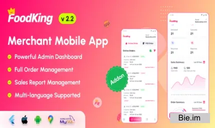 FoodKing v2.2 - Restaurant Food Delivery System Merchant Flutter Mobile App