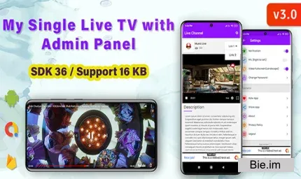My Single Live TV v2.0 - Android App with Admin Panel