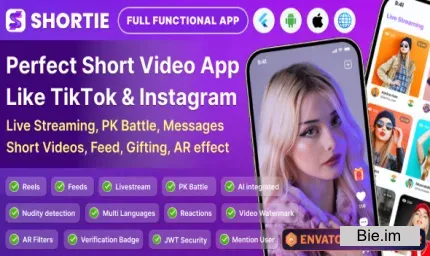 Shortie - Short video & Live streaming app with admin panel