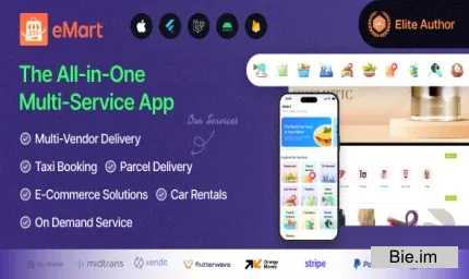 eMart | Multivendor Food, On-demand, eCommerce, Parcel, Taxi Booking, Car Rent App with Admin & Web 6.4