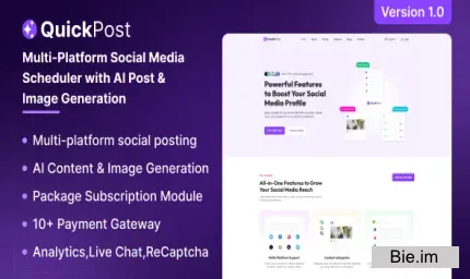 QuickPost v1.0 - Multi-platform Social Media Scheduler with AI Post & Image Generation