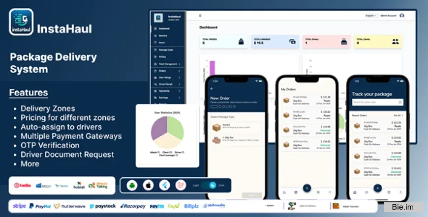 InstaHaul v1.2 - Package Courier Delivery App with Admin Backend