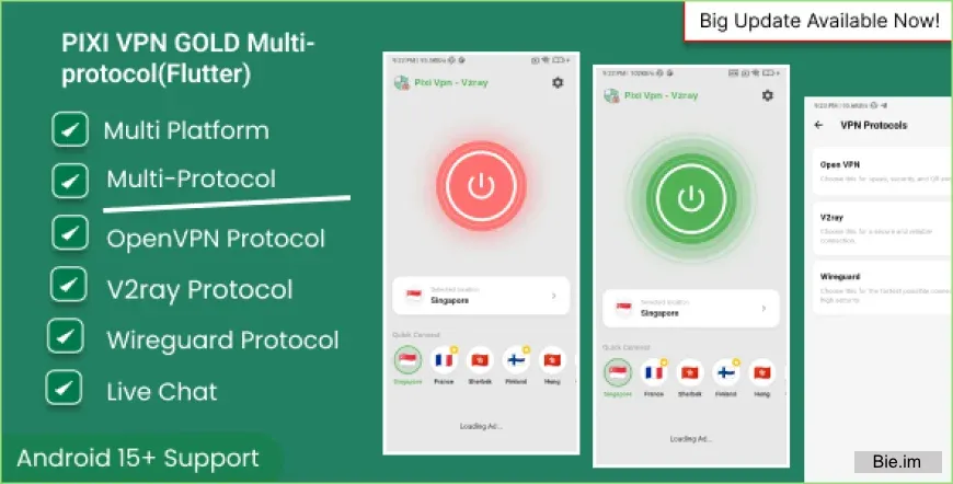 Pixi VPN v1.0 - Multi protocol VPN OpenVPN, V2ray, Wireguard with Ready to Business panel