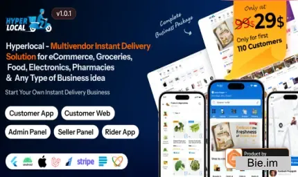 Hyperlocal v1.0.1 - Multivendor eCommerce, Grocery, Food, Pharmacy Flutter Delivery app - Admin & Website