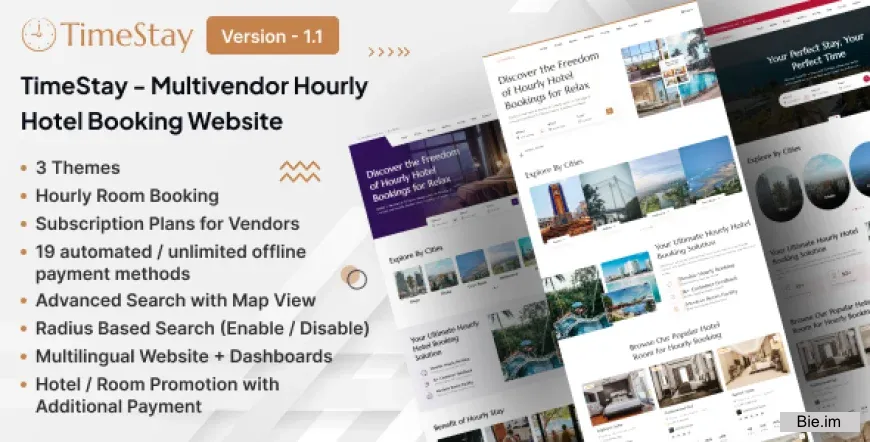 TimeStay v1.1 - Multivendor Hourly Hotel Booking Laravel Website (SAAS) - nulled