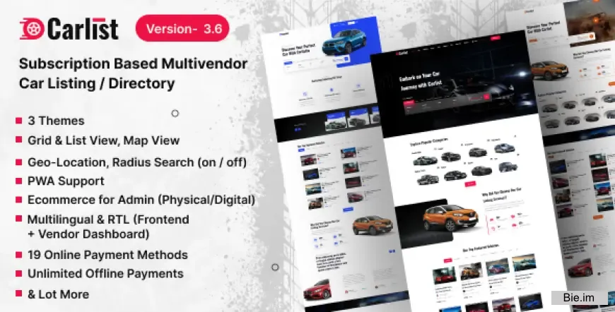 Carlist v3.6 - Multivendor Car Listing / Dealer / Directory Website (Subscription Based)
