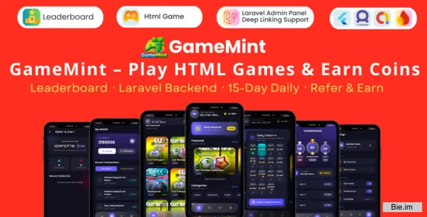 GameMint v1.0 – Play & Earn HTML Games with Flutter and Laravel Backend
