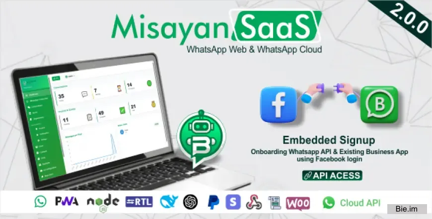 Misayan SaaS v2.0.0 – Multi-Tenant WhatsApp: Chatbots, WooCommerce Integration & API Access
