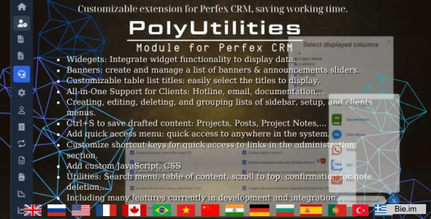 PolyUtilities for Perfex CRM v3.4.3 - Quick Access Menu, Custom JS, CSS, and More