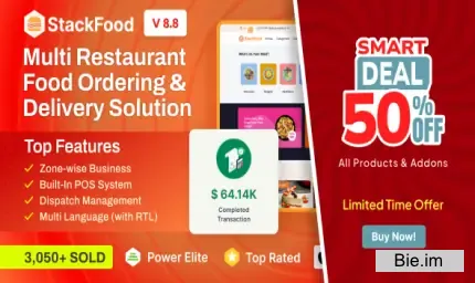 StackFood Multi Restaurant - Food Delivery App with Laravel Admin and Restaurant Panel v8.8