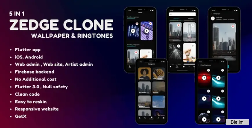 5 in 1- Zedge clone - Wallpaper and Ringtones - Android + iOS + Admin panel + Artist panel + website v1.2