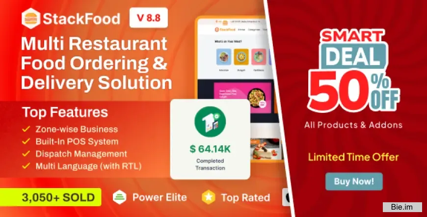 StackFood Multi Restaurant - Food Delivery App with Laravel Admin and Restaurant Panel v8.8