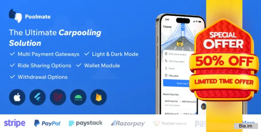PoolMate v3.2 - BlaBlaCar Clone - Complete Carpooling Solution in Flutter