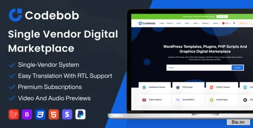 Codebob v1.3 - Single-Vendor Digital Marketplace (SAAS) nulled
