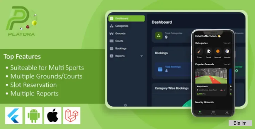 Playora v1.0 - Multi-Sport Ground & Court Booking Mobile App with Laravel Admin