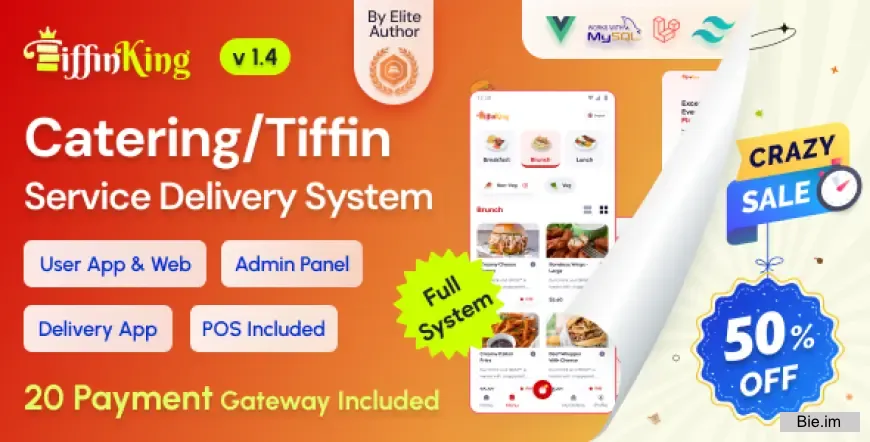 TiffinKing v1.4 - Catering/Tiffin Food Ordering System with Admin Panel & Delivery Man App - POS