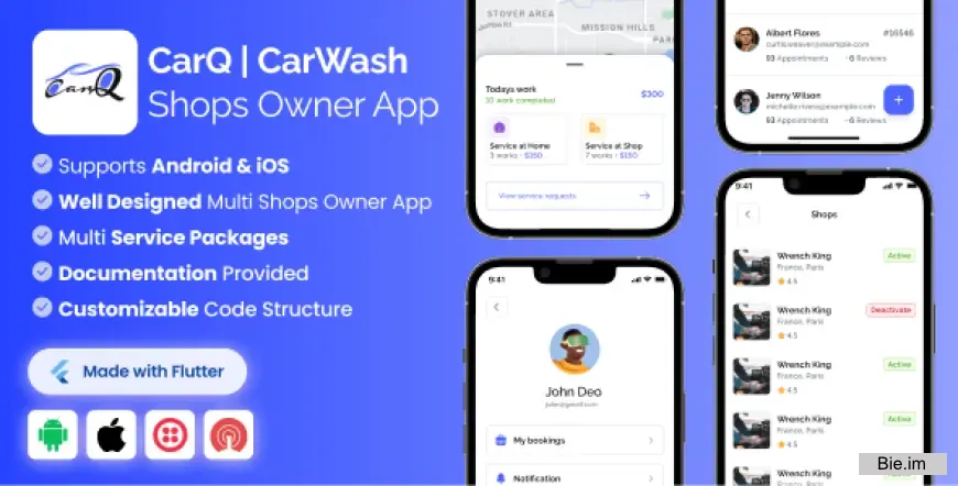 Shop Owner App for CarQ Car Wash Marketplace SAAS Flutter App v3.0.0