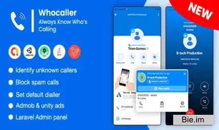 Whocaller v1.7 - Truecaller ID & Spam Blocker App With Admin Panel