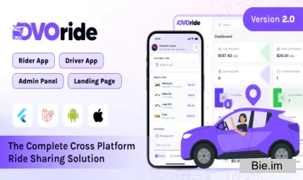 OvoRide v2.0 - Complete Cross Platform Ride Sharing Solution