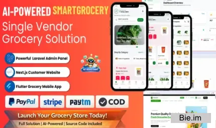 SmartGrocery SaaS v1.0.1 - AI-Powered Premium Grocery Solution (Laravel + Next.js + Flutter)