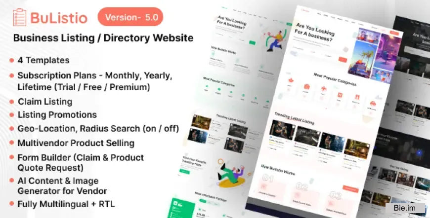 Bulistio v5.0 - Business Listing / Directory Subscription Based Website (AI Powered) - nulled