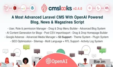 CMSLooks v1.2.1 – Laravel CMS With OpenAI Powered Blog, News & Magazines Script nulled