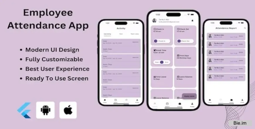 Attendance App v1.0 - Employee Attendance Management Flutter App | Android & iOS Mobil App Template