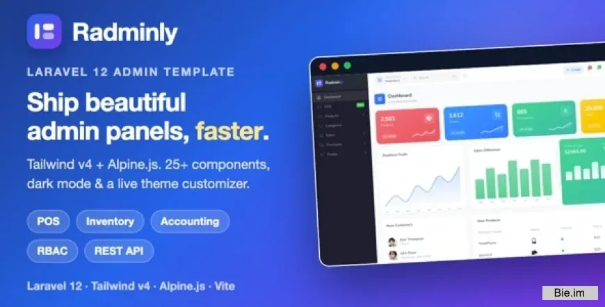 Radminly v4.0.0 - Laravel Tailwind Admin Template with POS, Inventory, Accounting & More