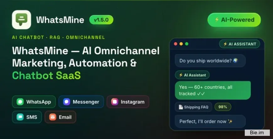 WhatsMine v1.5.0 - AI Omnichannel Marketing, Automation & Chatbot SaaS (WhatsApp, Messenger, SMS & Email)