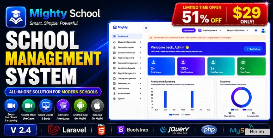Mighty School Pro v2.4 - School Management System (ERP, Multi-Branch, SaaS)